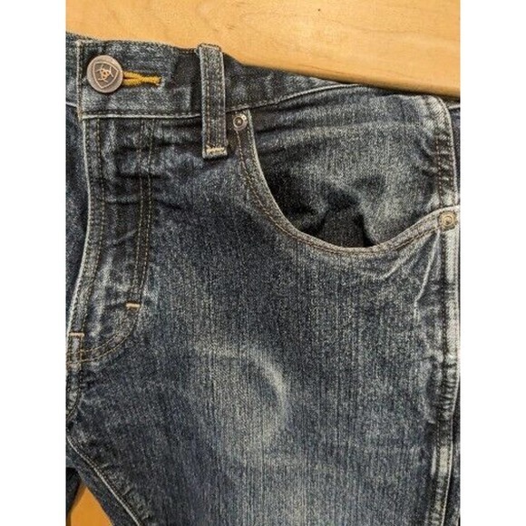Ariat Jeans Mens 31X36 (30X37 Actual) Blue Denim MS Rebar Jeans Distressed - Picture 4 of 8